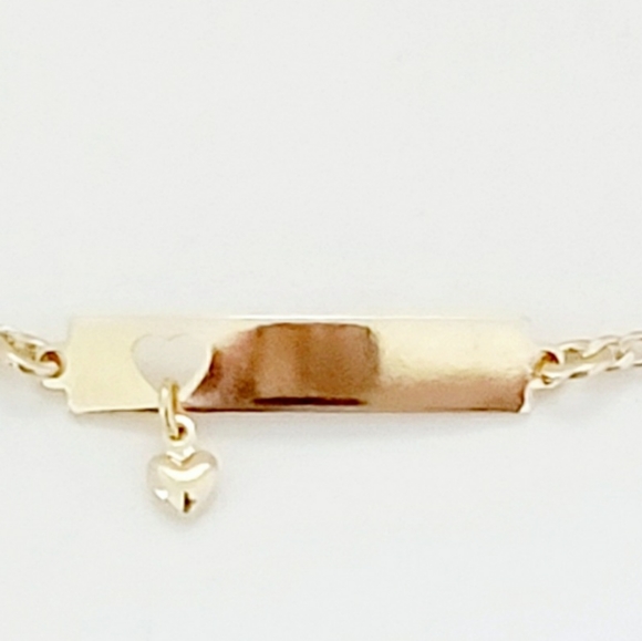 18K GF Heart Charm Little Girl ID Bracelet. New - Picture 5 of 7